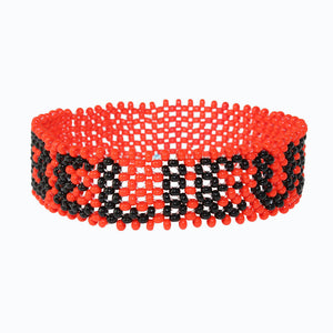 Handmade Beaded ArtiKen Believe Black and Red Bracelet