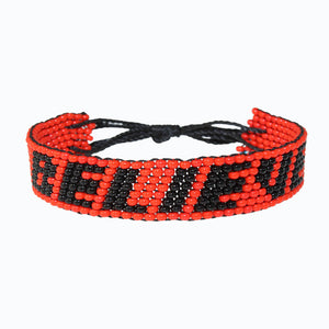Handmade Beaded ArtiKen Believe Black and Red Bracelet