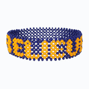 Handmade Beaded ArtiKen Believe Blue and Orange Bracelet