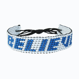 Handmade Beaded ArtiKen Believe Blue and White Bracelet