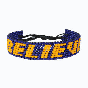 Handmade Beaded ArtiKen Believe Blue and Orange Bracelet