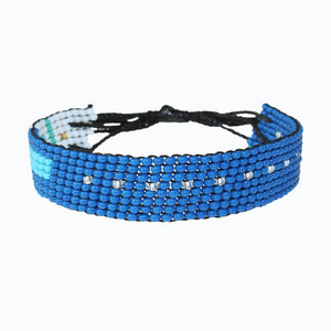 Handmade Beaded ArtiKen Every Damn Day Blue and White Bracelet
