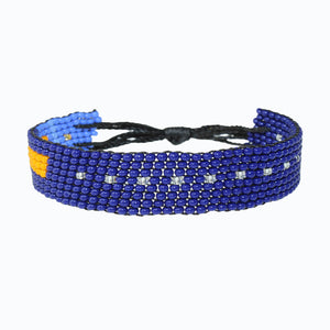 Handmade Beaded ArtiKen Every Damn Day Blue and Orange Bracelet