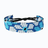 Handmade Beaded ArtiKen Miss Daisy Blue and White Bracelet