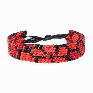 Handmade Beaded ArtiKen Miss Daisy Black and Red Bracelet