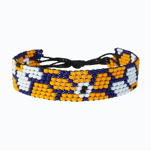 Handmade Beaded ArtiKen Miss Daisy Blue and Orange Bracelet