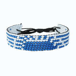 Handmade Beaded ArtiKen Rise and Grind Blue and White Bracelet