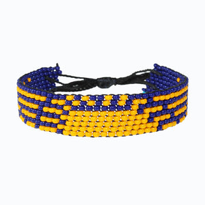 Handmade Beaded ArtiKen Rise and Grind Blue and Orange Bracelet