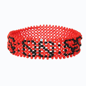 Handmade Beaded ArtiKen Timeless Potential Black and Red Bracelet