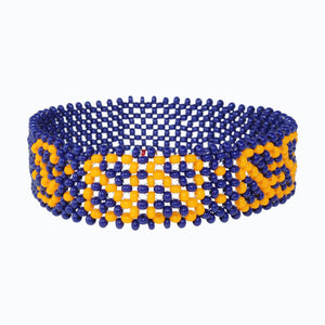 Handmade Beaded ArtiKen Timeless Potential Blue and Orange Bracelet