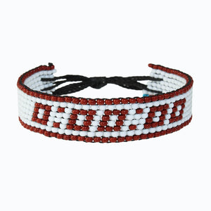 Handmade Beaded ArtiKen Timeless Potential Maroon and White Bracelet