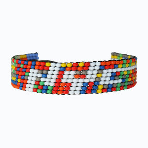 New York City marathon bracelet multiple colors that resemble the subway.